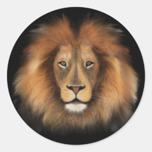 Adesivo Redondo rei leão da selva realista masculino aquarela
