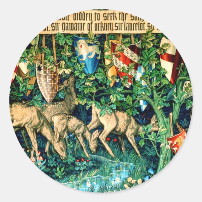 Adesivo Redondo Rei Medieval Arthur William Morris (Frente)
