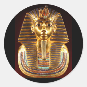 Adesivo Redondo Rei Tutankhamun, máscara Dourado