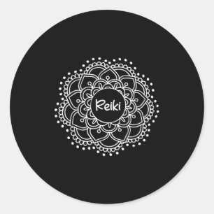 Adesivo Redondo Reiki Mandala. Yoga Tee Inspiracional