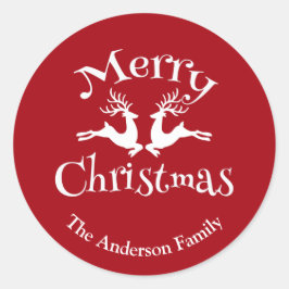 Adesivo Redondo Reinador de Natal Merry White Personalizado