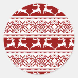 Adesivo Redondo Reindeado Escandinavo de Natal Nórdico