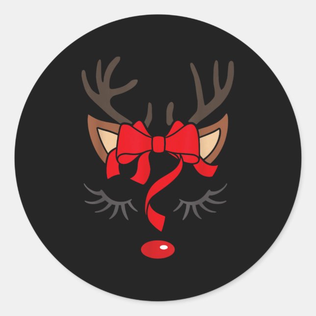 Adesivo Redondo Reindeer Antlers Christmas Outfit Women Girls Kids (Frente)