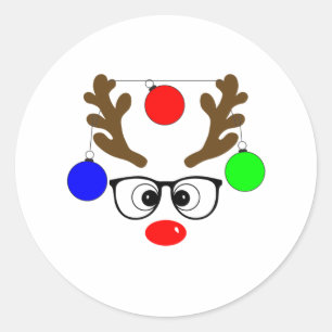 Adesivo Redondo Reindeer bigeyes glasses ornament
