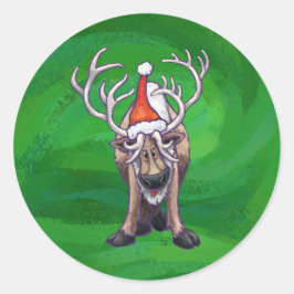 Adesivo Redondo Reindeer Christmas On Green