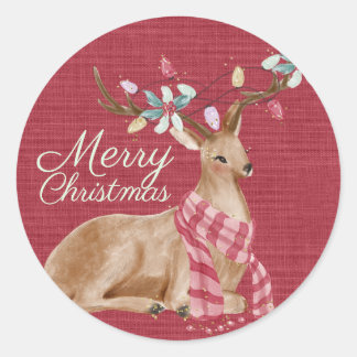 Adesivo Redondo Reindeer das Luzes de Natal