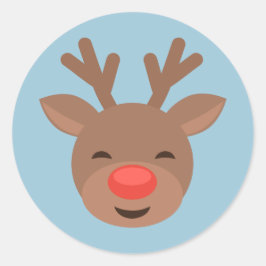 Adesivo Redondo Reindeer de Natal Rudolf a Azul Claro