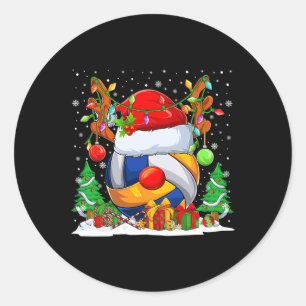Adesivo Redondo Reindeer de Voleibol de Natal &amp; Santa Hat Xmas