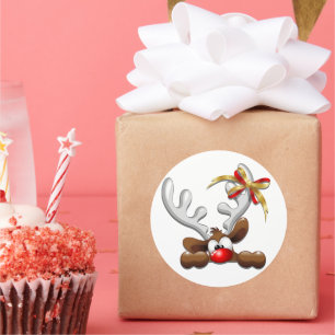 Adesivo Redondo Reindeer Enzergou Caráter de Natal Engraçado