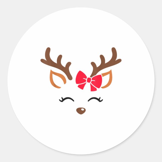 Adesivo Redondo Reindeer Face Gles Christmas Costume Xmas Pajama G (Frente)