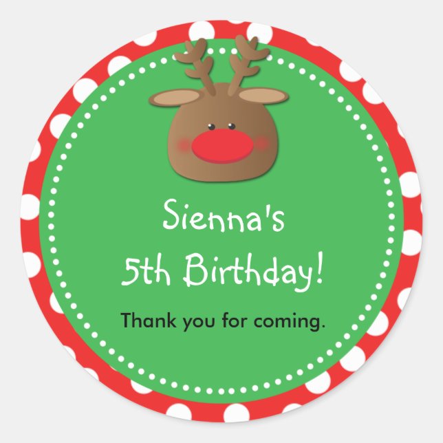 Adesivo Redondo Reindeer Holiday Christmas Bolinhas Favker Sticker (Frente)