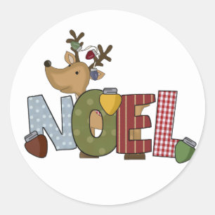 Adesivo Redondo Reindeer Noel Holiday Camisetas e presentes