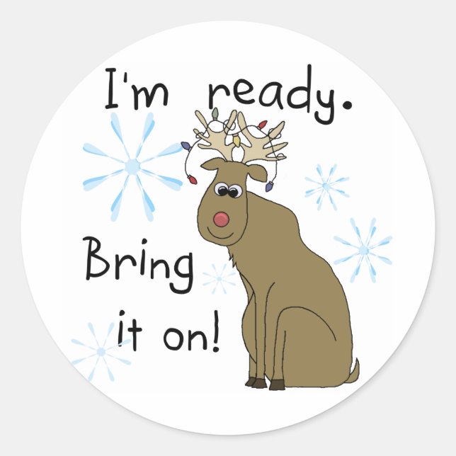 Adesivo Redondo Reindeer pronto para Camisetas de Natal e presente (Frente)