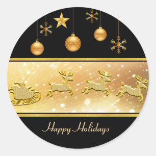Adesivo Redondo Reindeer Sleigh Christmas Balls Sticker