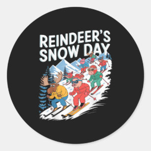 Adesivo Redondo Reindeer Snow Day Animais de Pequim para inverno