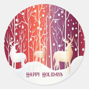 Adesivo Redondo Reindeer Snowy Holiday Sticker