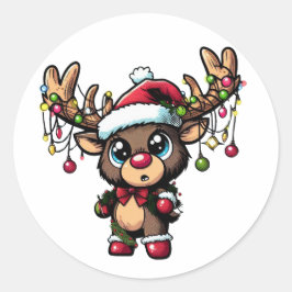 Adesivo Redondo Reindeer Sticker