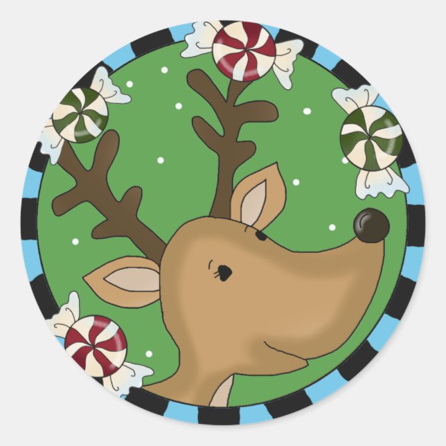 Adesivo Redondo Reindeer Stickers (Frente)
