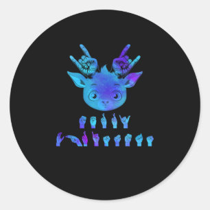 Adesivo Redondo Reindeer surdo de Natal surdo surdo Asl Awarenes