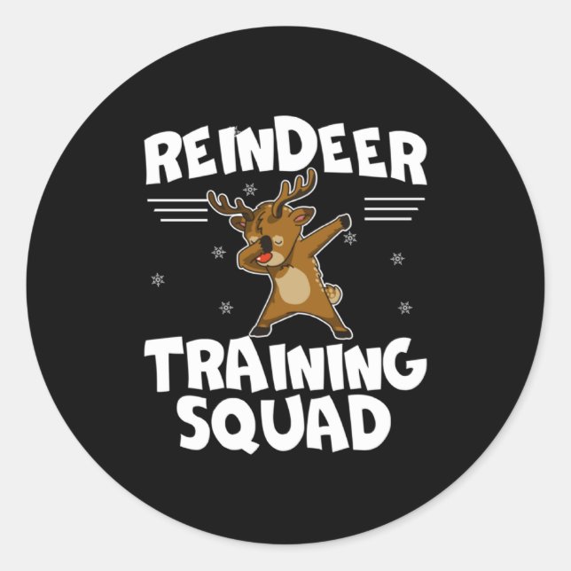 Adesivo Redondo Reindeer Training Squad Deer Team Xmas Running New (Frente)