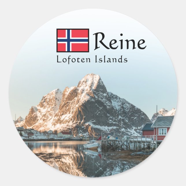 Adesivo Redondo Reine Lofoten Islands Souvenir (Frente)