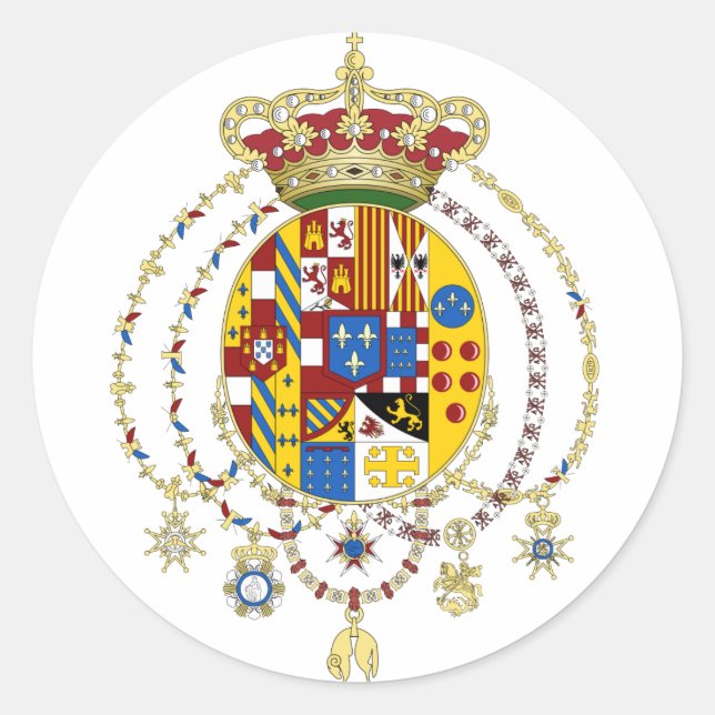 Adesivo Redondo Reino das Armas casaco das Duas Sicílias, Itália (Frente)