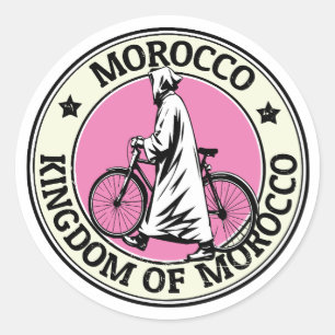 Adesivo Redondo Reino de Marrocos Ciclista da Praia de Anza