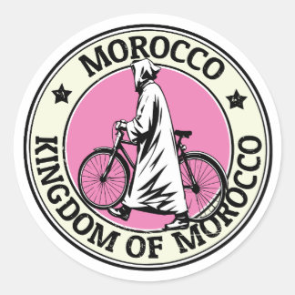 Adesivo Redondo Reino de Marrocos Ciclista da Praia de Anza