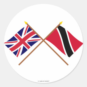 Adesivo Redondo Reino Unido e Trinidad & bandeiras cruzadas Tobago