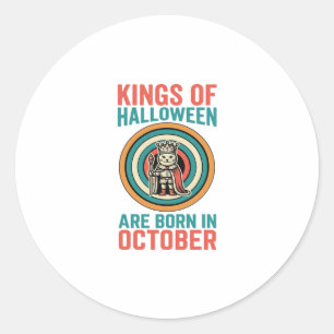 Adesivo Redondo Reis Do Halloween Outubro Aniversário Camisa Vinta
