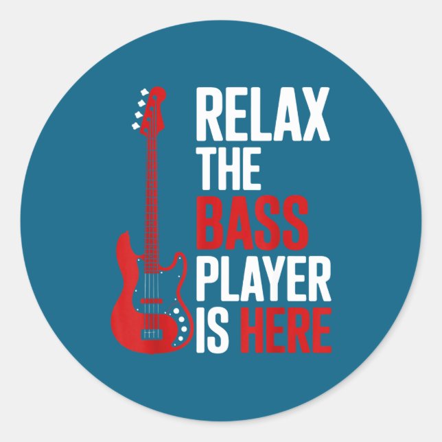Adesivo Redondo Relax The B Player Is Here Retro Guitar Musician F (Frente)