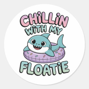 Adesivo Redondo Relaxando com Meu Boia Shark Baby Kids
