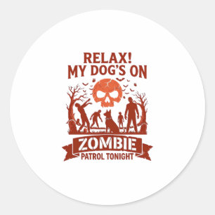 Adesivo Redondo Relaxar Cão Zumbi Patrulha Hoje à Noite Halloween