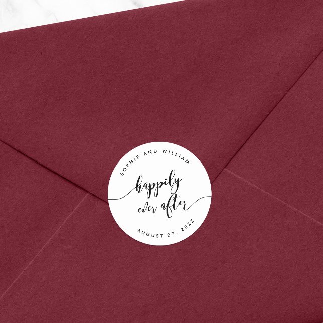 Adesivo Redondo Relaxar Script Felizmente Depois Do Favor De Casam (Criador carregado)