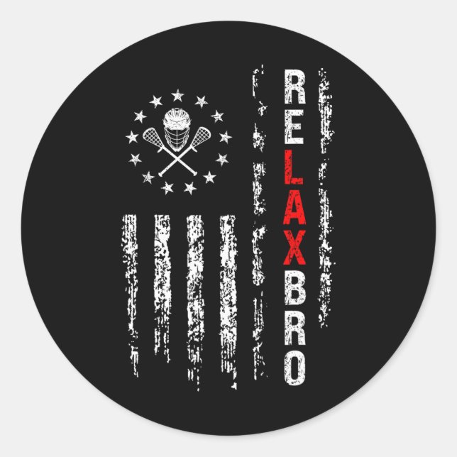 Adesivo Redondo Relaxe Bro Lacrosse Jogador Engraçado Lacrosse Peg (Frente)