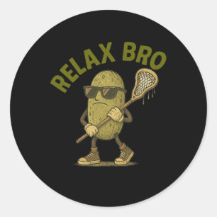 Adesivo Redondo Relaxe Bro Lacrosse Vintage Picle Lax Lover Engraç