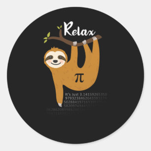 Adesivo Redondo Relaxe É apenas Pi 3.14 Engraçado Sloth Pi Day Mat