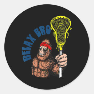 Adesivo Redondo Relaxe, irmão! Funny Sasquatch Lax Bigfoot Lacross