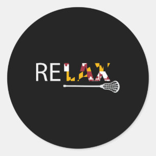 Adesivo Redondo Relaxe Maryland Flag Lacrosse Lax Stick Mens Mulhe