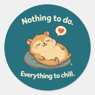 Adesivo Redondo "Relaxe Mode - Chubby Hamster Sticker"