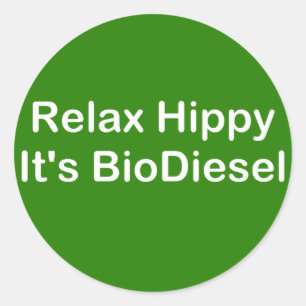 Adesivo Redondo Relaxe o hippy que é biodiesel