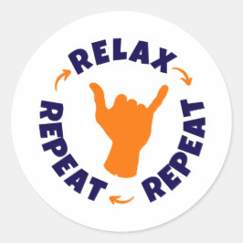 Adesivo Redondo Relaxe. Repita. Repita.