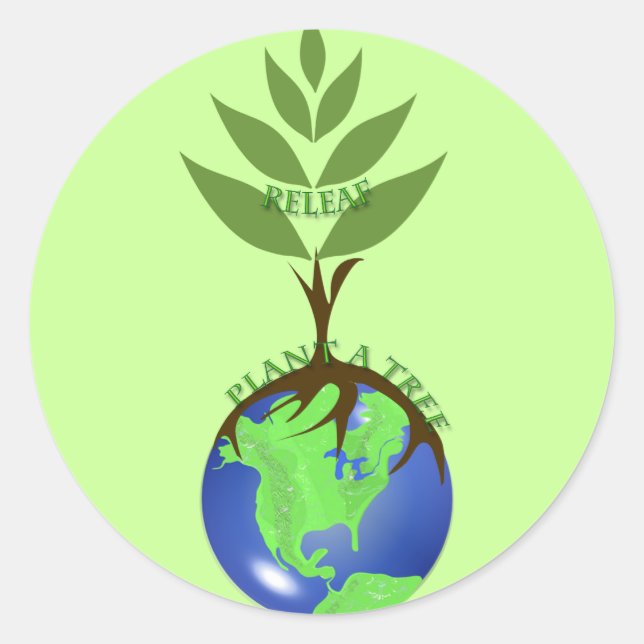 Adesivo Redondo ReLeaf Plante Uma Árvore (Frente)