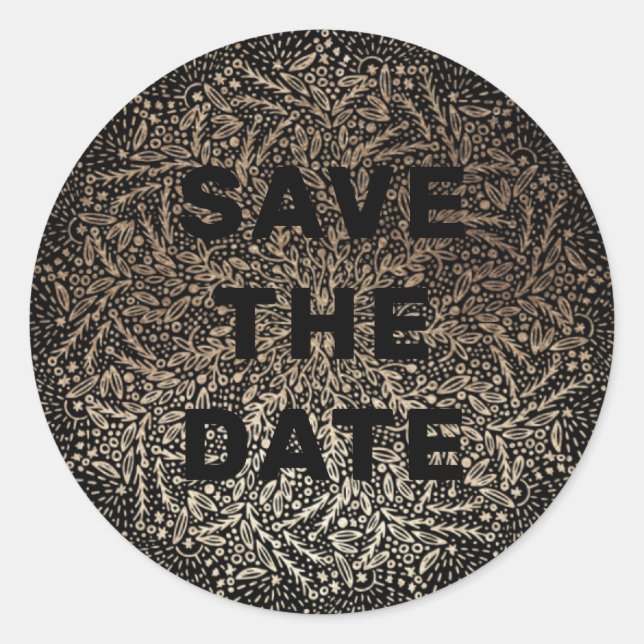 Adesivo Redondo Relevo | Folha de ouro escura para inverno (Frente)