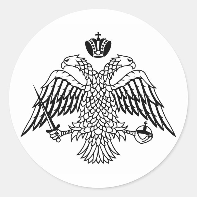 Adesivo Redondo Religião do Monte Athos, bandeira ortodoxa grega (Frente)