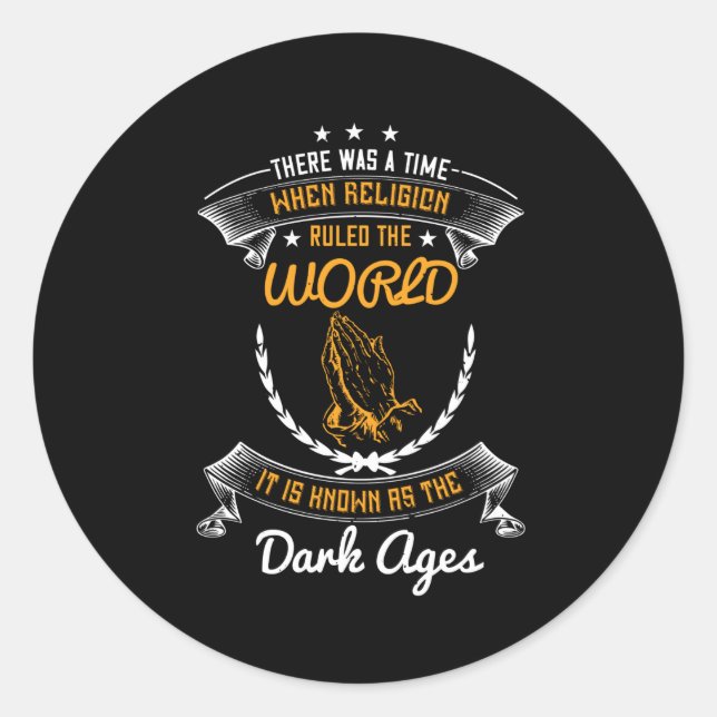 Adesivo Redondo Religiões Governavam O Mundo Na Idade Escura (Frente)