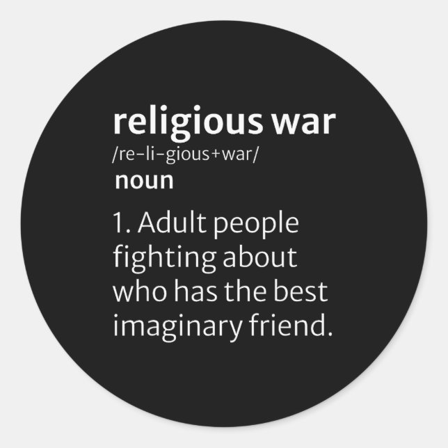 Adesivo Redondo Religious War Dictionary Sarcastic Definition Funn (Frente)