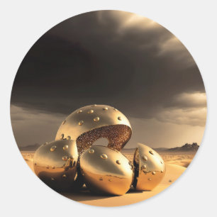 Adesivo Redondo Relíquias Alienígenas no Deserto