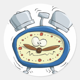 Adesivo Redondo Relógio Alarme Cartoon Engraçado Despertar Excêntr