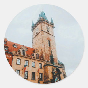 Adesivo Redondo Relógio Astronômico de Praga, Antiga Praça da Cida